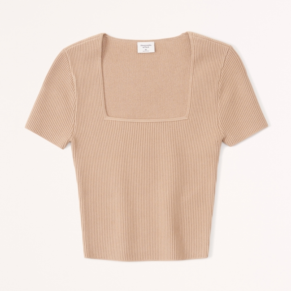 Abercrombie Ottoman Squareneck Sweater Tee in Brown, Size XS